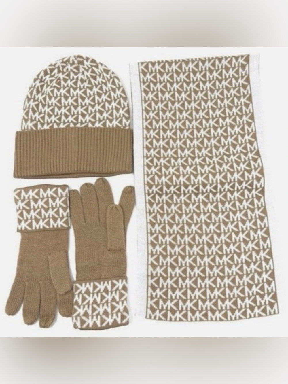 Michael Kors Logo Hat, Gloves, and Scarf Set